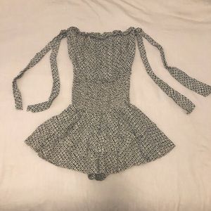 Blue Life romper, off the shoulder ties